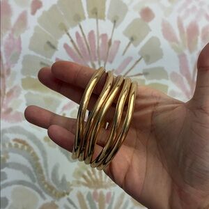 Stacked Gold-Tone Multi Bangle Bracelet for Women